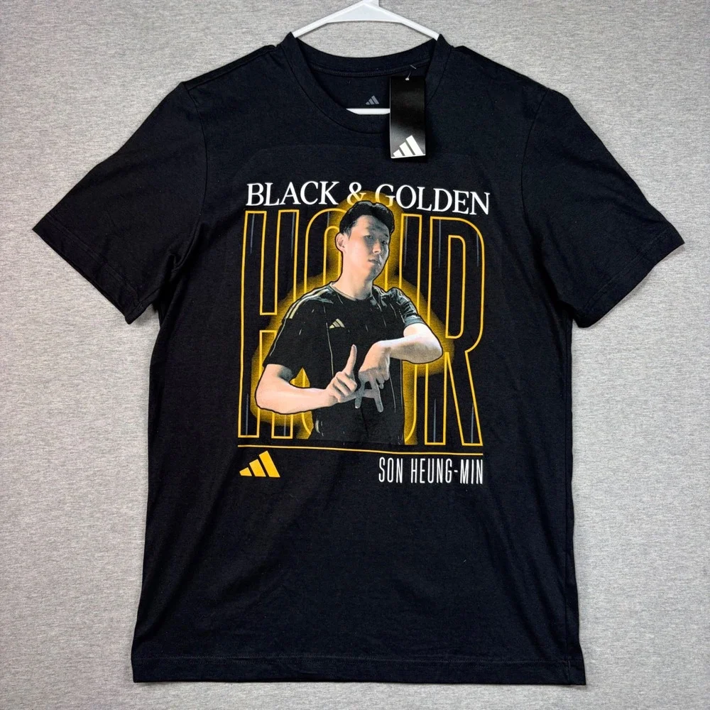 Adidas Son Heung-min Black & Golden Hour Graphic T-Shirt Mens Small New Tag